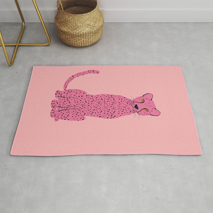 Preppy Aesthetic - Cute Pink Cheetah Rug