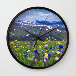 Wildflowers on the Tundra on Loveland Pass, Colorado Wall Clock