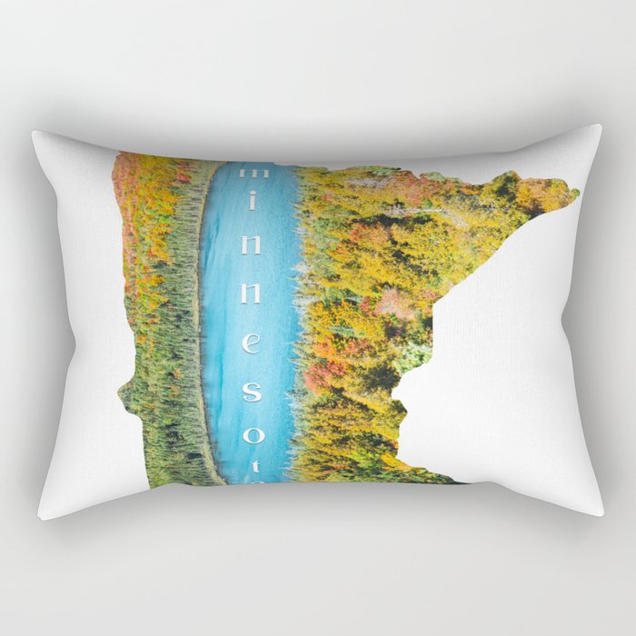 Map of Minnesota | Autumn Forest and Lake Rectangular Pillow