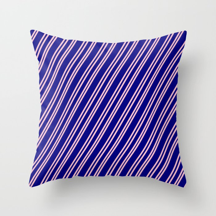Pink & Blue Colored Pattern of Stripes Throw Pillow