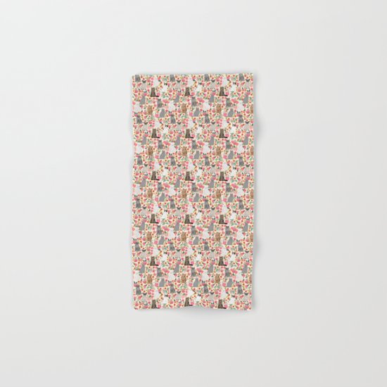 Cat Flowers cute spring summer garden cat lady pattern gift for cat person cat breed pet portraits Hand & Bath Towel