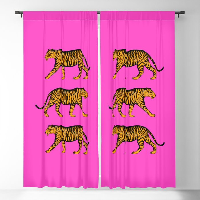 Tigers (Magenta and Marigold) Blackout Curtain