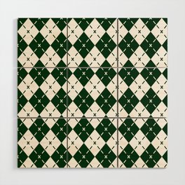 Emerald Green Diamond Argyle Pattern Wood Wall Art