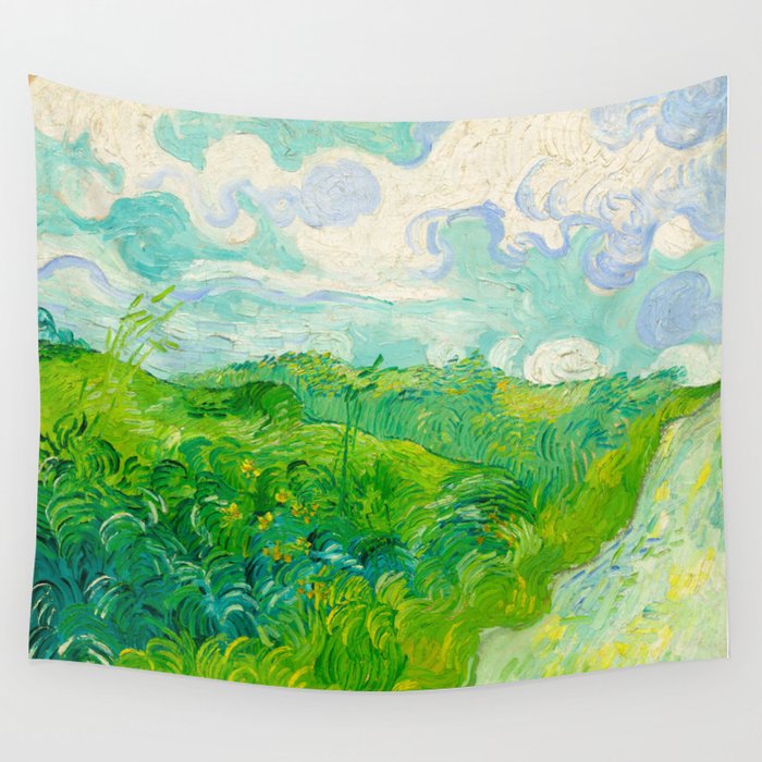 Field with Green Wheat 1890 Oil Painting By Vincent Van Gogh Wall Tapestry