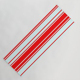 [ Thumbnail: Light Cyan & Red Colored Pattern of Stripes Yoga Mat ]