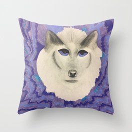 Wolf with Purple eyes Throw Pillow