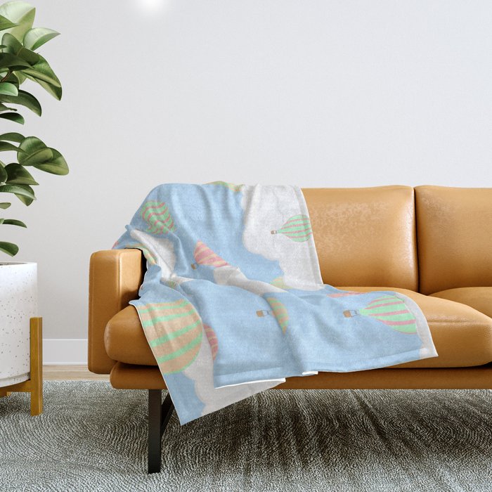 Hot Air Balloon In the Sky Throw Blanket