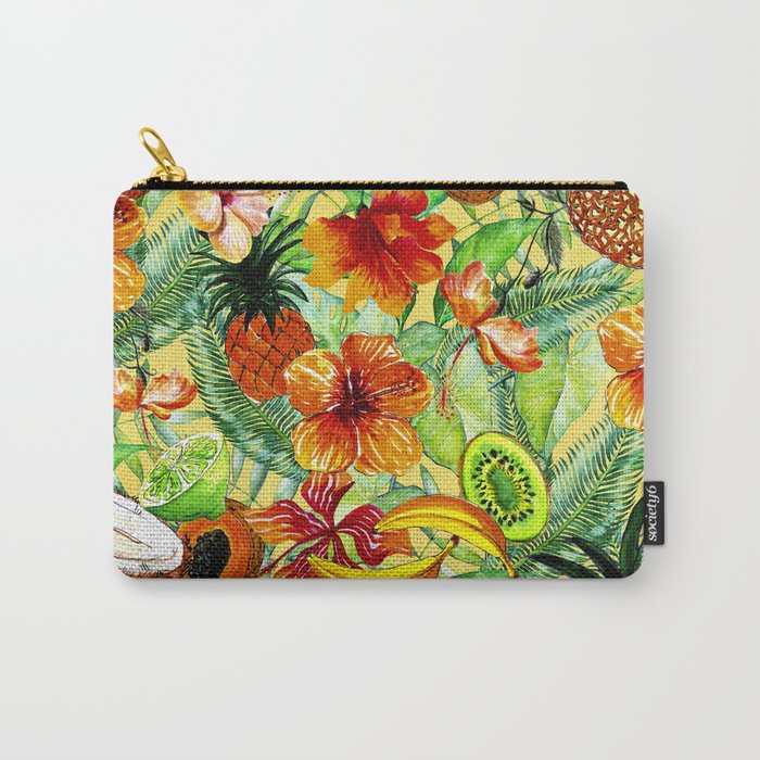 My tropical Summer Hibiscus and Fruits Garden - Jungle Pattern Carry-All Pouch
