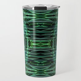 Liquid Light Series 68 ~ Blue & Green Abstract Fractal Pattern Travel Mug