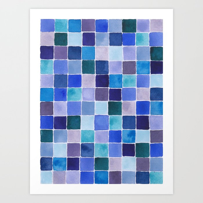 Blue Squares Art Print