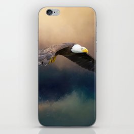 Painting flying american bald eagle iPhone Skin