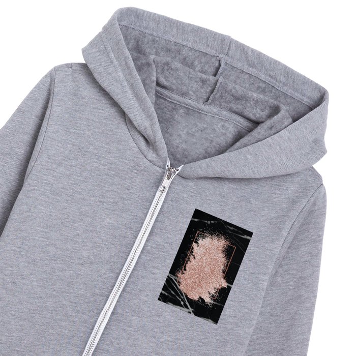 Black Marble & Pink Glitter Kids Zip Hoodie