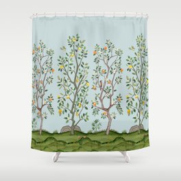 Chinoiserie Citrus Grove Mural Multicolor Shower Curtain