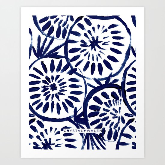 Painted Medallions Navy Art Print