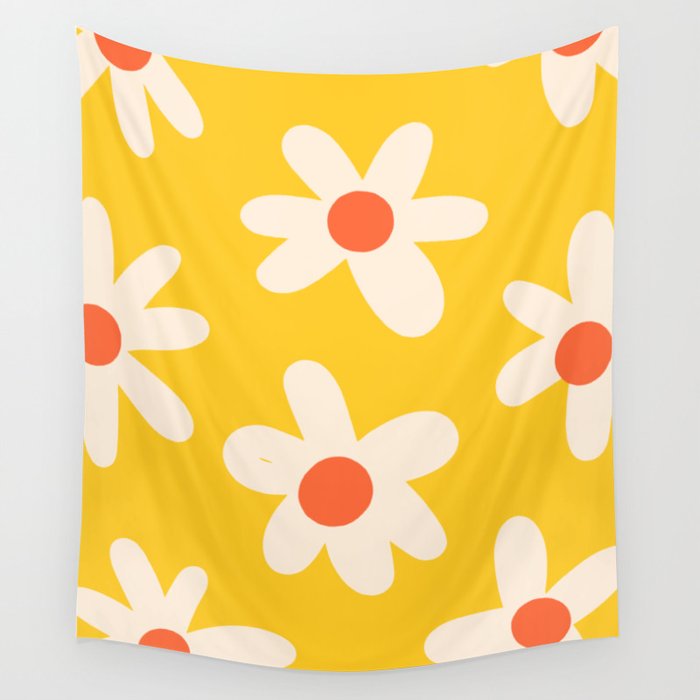 Happy Golden Daisies | Yellow Daisies | Summer Flowers Wall Tapestry