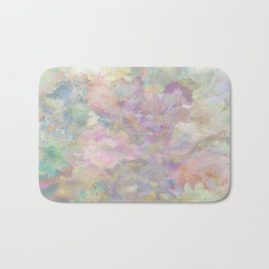 Sweet Spring Pastel Floral Abstract Bath Mat