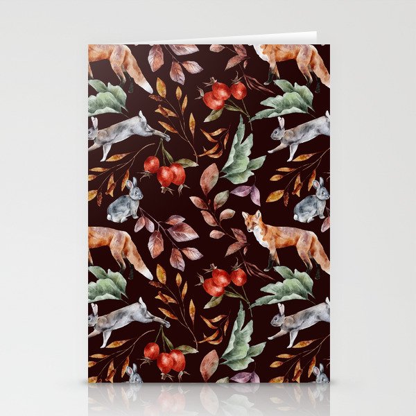 Autumn Watercolor Pattern 14 Stationery Cards
