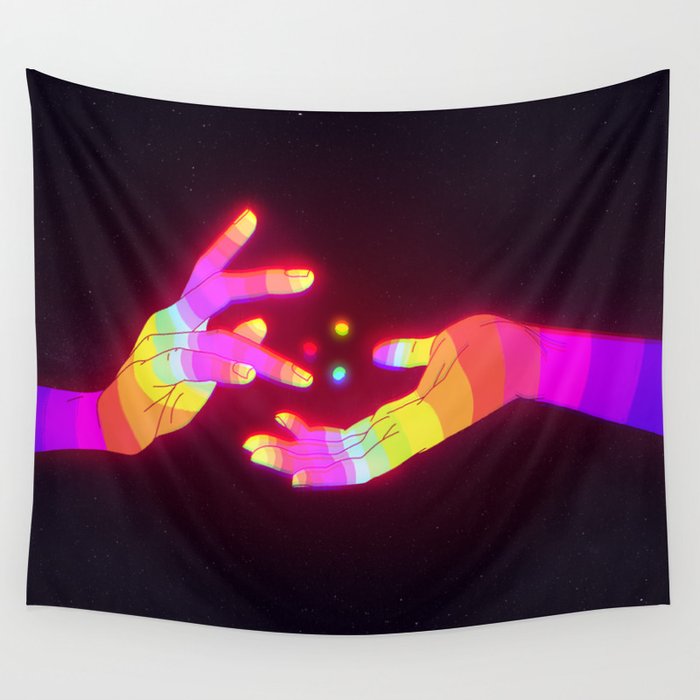 Psychedelic Energy Hands Wall Tapestry by Phazed Society6