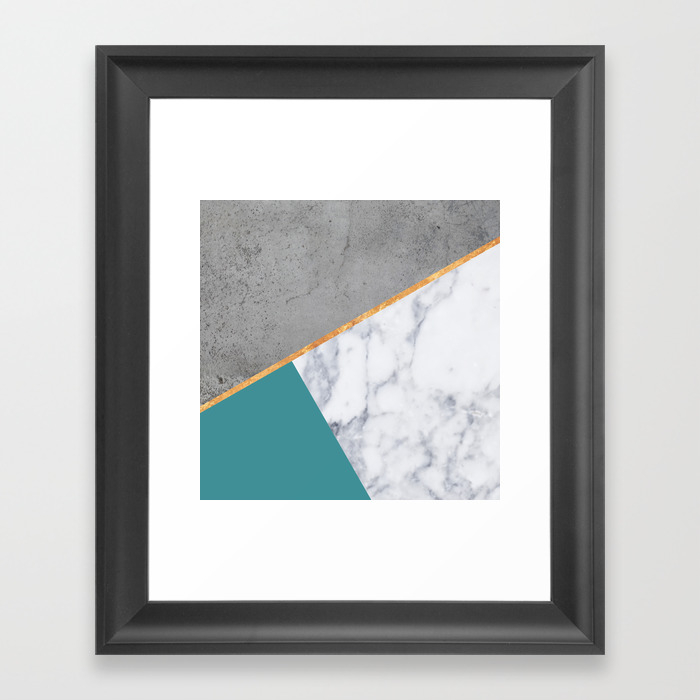 Society6 Marble Teal Gold Gray Geometric by Xiari on Rectangular Pillow X-Large 28 x 20 