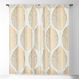 Golden Leaves On Spatial White Color Elegant Geometric Pattern Blackout Curtain