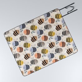 Sweet little baby bees watercolor illustration Picnic Blanket
