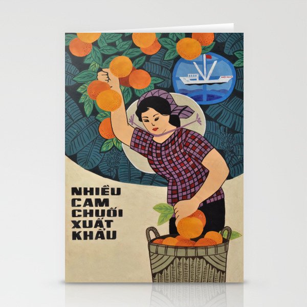 Vietnamese Poster - Harvesting Oranges  Stationery Cards