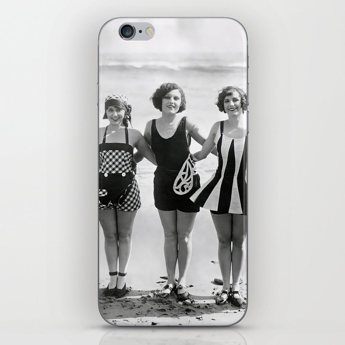 The Roaring Twenties, "Bathing Beauties", 1925: Vintage black and white photo, cleaned and restored iPhone Skin