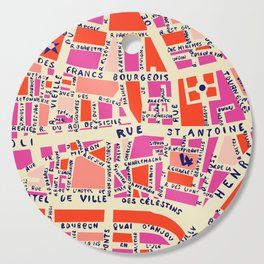 paris map pink Cutting Board