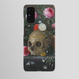 Skull with Crown and Flowers Still Life Android Case