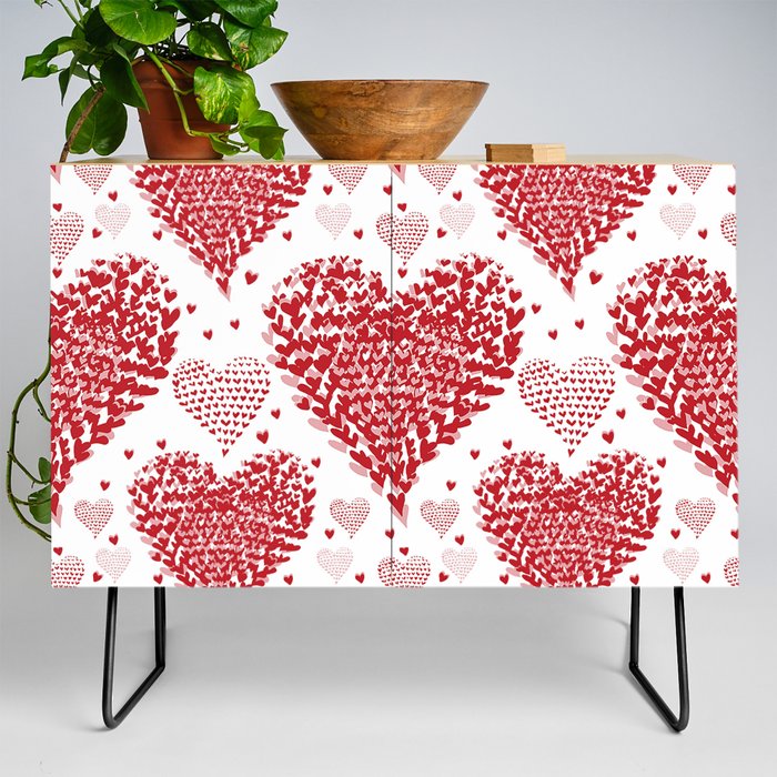 Red Hearts White Background #decor #society6 #buyart Credenza