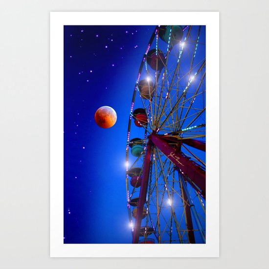 Ferris wheel to the moon Art Print