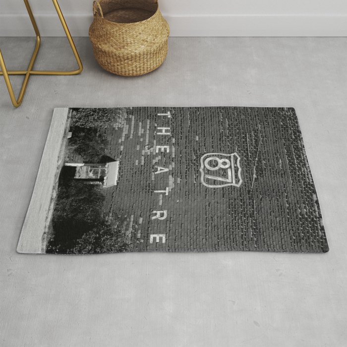 Drive in Movie Theater Black and White Rug