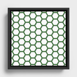 Green Hexagon Pattern Framed Canvas