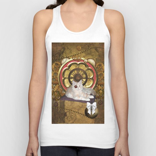Steampunk, cute cat Unisex Tank Top
