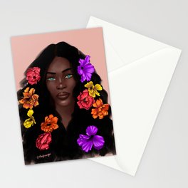 Woman with flowers in her hair  Stationery Cards
