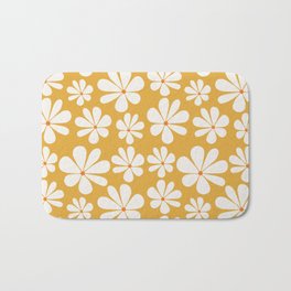 Retro Daisy Pattern - Golden Yellow Bold Floral Bath Mat
