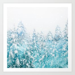 Snowy Pines Art Print
