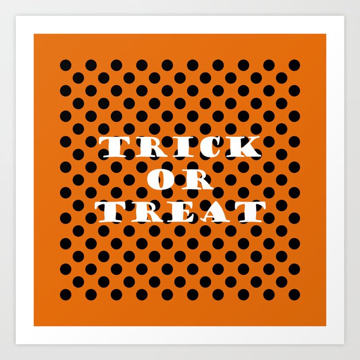 Trick or Treat - black dots on orange Art Print