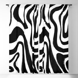70s 60s Monochrome Swirl Blackout Curtain