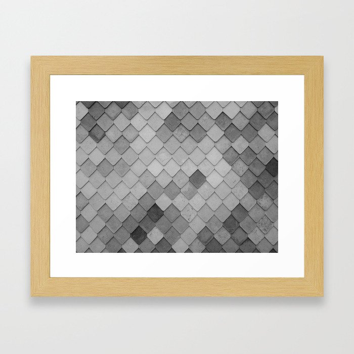 Fifty Gray Shades of Tiles (Black and White) Framed Art Print