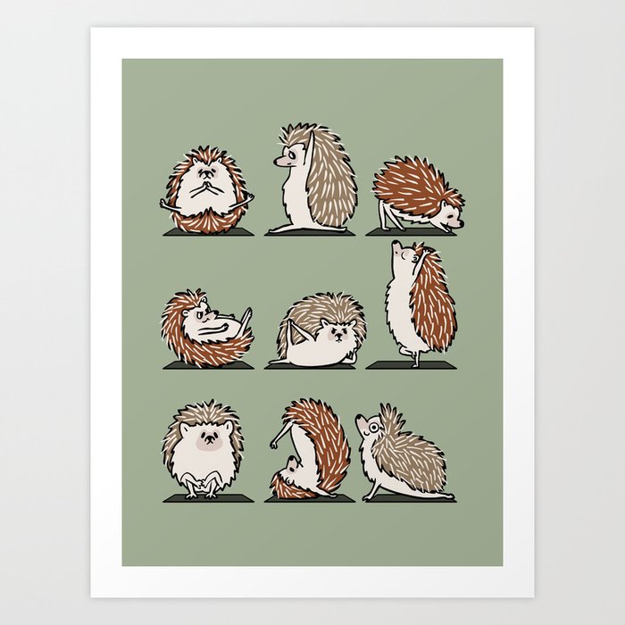 Hedgehog Yoga Art Print