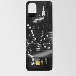 New York City Manhattan skyline at night in SoHo black and white Android Card Case