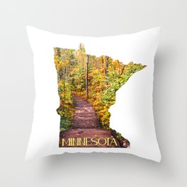 Map of Minnesota | Forest Trail Throw Pillow