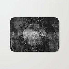 a shouting ghost moves across the sky Bath Mat | Painting, Textures, Geometry, Patterns, Acrylic, Digital, Abstract, Fractal, Blackandwhite, Ink 
