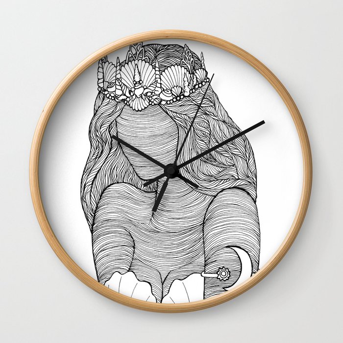 Mermaid Royalty Drawing Wall Clock