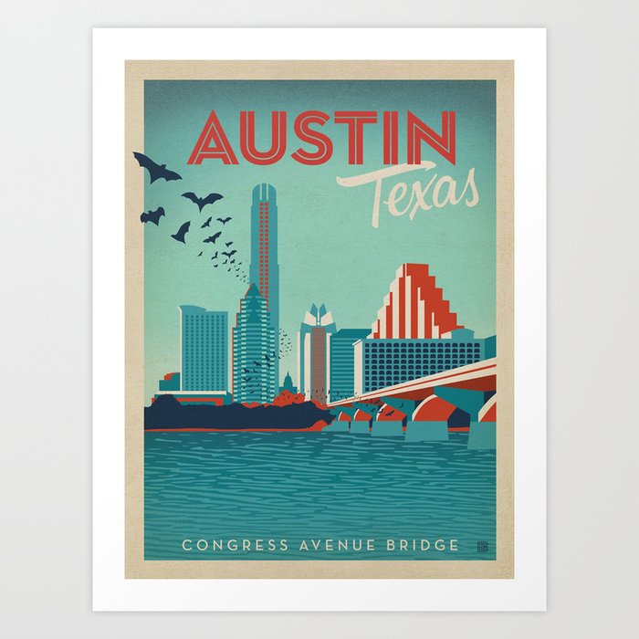 Vintage travel poster-Texas-Austin. Art Print