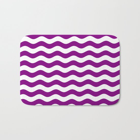 Wavy Stripes (Purple/White) Bath Mat