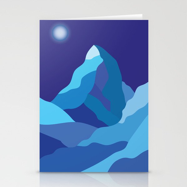 Icy winter Matterhorn mountain in blue colors Stationery Cards
