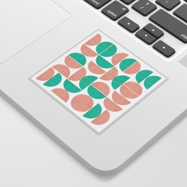 Pink and turquoise pastel modern Mid-Century shapes Sticker