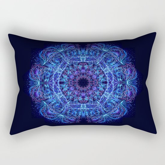 Blue Crystal Mandala Rectangular Pillow